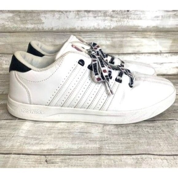 K-Swiss Varsity Unisex Sneakers Size 7 White & Black Leather 83643 - Picture 5 of 8